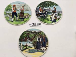 Vintage 1960s Stavangerflint Norway Norske Bunader Wall Plaques by Jonas Hinna (Valued $80)