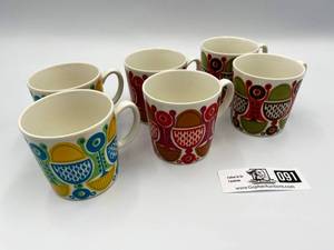 Vintage 1970s Figgjo Flint Norway Set of 6 Coffee Mugs (Valued  $90)
