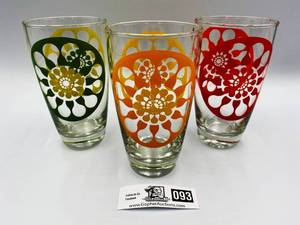 Set of Vintage Floral Drinking Glasses