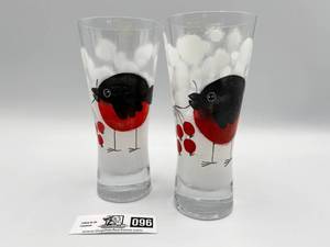 2 Hand painted Bird Cups