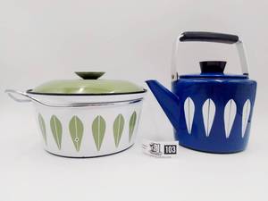 Vintage Cathrineholm Enamelware Dutch Oven & Kettle (Valued $315)