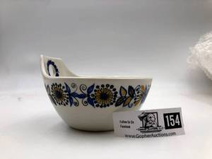 1960s SCANDINAVIAN Handled Bowl with thumb hole (Valued $30)