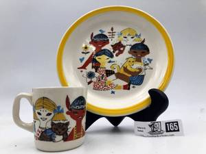 Rare Vintage 1960s Stavangerflint Norway Children of The World Bowl and Mug (Valued $75)