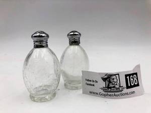 Vintage Salt and Pepper Clear Crackle Glass