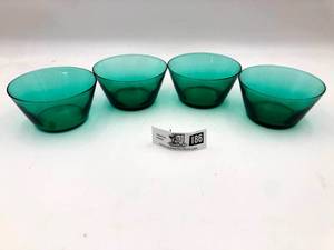Vintage Forest Green Pressed Depression Glass Bowl (Valued  $50)