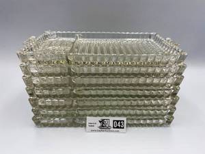 lot 043 image: 7 Depression Glass Relish Trays (Valued $200)
