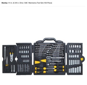 lot 30 image: 14 in. & 38 in. Drive SAE Mechanics Tool Set (150-Piece) by Stanley