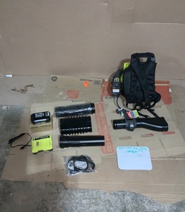 lot 40 image: 145 MPH 625 CFM 40-Volt Lithium-Ion Cordless Backpack Blower 5 Ah Battery and Charger Included by RYOBI   OPEN BOX TESTED COMPLETE