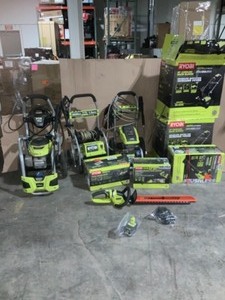 lot 49 image: MIX LOT RYOBI TOOLS , SNOW BLOWER, PRESSURE WASHERS