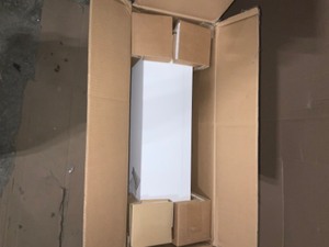 lot 62 image: HOME DECORATORS COLLECTION Naples 26-12 in. W x 32-34 in. H x 8 in. D Bathroom Storage Wall Cabinet in White NEW SEE PICS
