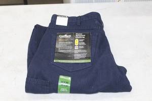 lot 64 image: Carhartt FR Loose Fit Straight Leg Canvas Carpenter Jean 35x30 Flame Resistent 88% Cotton 12% High Tenacity Nylon Blue (new)