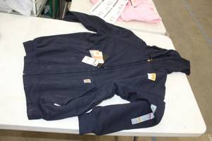 lot 81 image: Carhartt FR Rain Defender Heavyweight Zip-Up Hooded Sweatshirt Large Flame Resistent Blue (new)