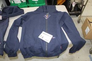 lot 74 image: Lapco FR Zip-Up Hooded Sweatshirt 4X-Large Regular Flame Resistent 95% Cotton 5% Spandex Blue (new)