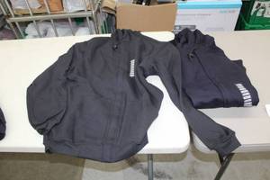 lot 65 image: Lot of (2) National Safety Apparel FR Zip-Up Hooded Sweatshirt Medium Flame Resistent 58% Cotton 35% Modacrylic 7% Polyester Grey (new)