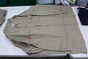 lot 115 image: Lot of (2) Reed FR Long Sleeve Work Shirt 3X-Large Flame Resistent 88% Cotton 12% Nylon Khaki (new)