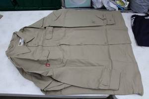 lot 114 image: Lot of (2) Reed FR Long Sleeve Work Shirt 3X-Large Flame Resistent 88% Cotton 12% Nylon Khaki (new)
