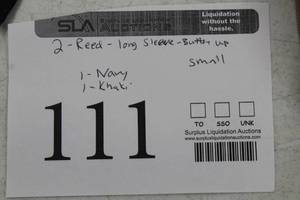 lot 111 image: Lot of (2) Reed FR Long Sleeve Work Shirt Small Flame Resistent 88% Cotton 12% Nylon Navy, Khaki (new)