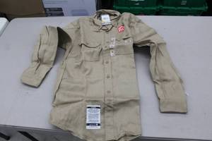 lot 100 image: Carhartt FR Work-Dry Lightweight Twill Long Sleeve Shirt Small Original Fit Flame Resistent Khaki (new)