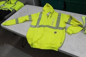 lot 140 image: Carhartt FR High Visibility Safety Heavyweight Sweatshirt Small Regular Flame Resistent Reflective Yellow (new)