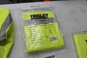 lot 143 image: Tingley FR Comfort-Brite High Visibility Safety Rain Coat Small Flame Resistent .35mm PVC on Polyester Reflective Yellow (new)