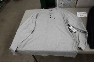 lot 135 image: Key FR Long Sleeve Henley X-Large Regular Flame Resistent 100% Cotton Grey (new)