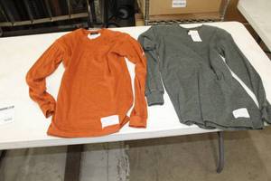 lot 131 image: Lot of (2) Pacific & Maine FR Spandex Long Sleeve Shirt Medium Flame Resistent 35% Modacrylic 35% Rayon 20% O-Pan 10% Aramid Grey (x1), Orange (x1) (new)