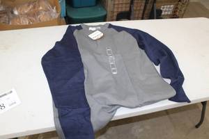 lot 128 image: Rasco FR Long Sleeve Two Tone Henley 2X-Large Flame Resistent NavyGray (new)
