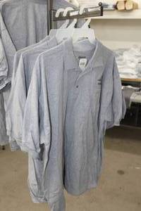 lot 188 image: Lot of (3) Gildan DryBlend Polo Knit Shirt Mens 2X-Large 50% Cotton 50% Polyester Grey with Minnesota Logo (new)