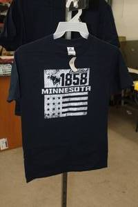 lot 216 image: Alstyle T-Shirt Mens Small 100% Cotton Navy with Minnesota 1858 Logo (new)