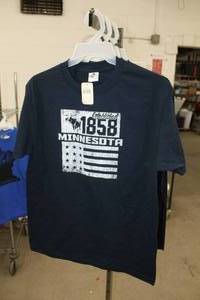 lot 218 image: Lot of (4) Alstyle T-Shirt Mens Large 100% Cotton Navy with Minnesota 1858 Logo (new)