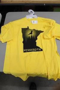 lot 225 image: Lot of (4) Noble Wear T-Shirt Medium 90% Cotton 10% Polyester Yellow with Minnesota Logo (new)