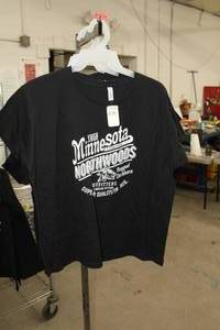 lot 236 image: Lot of (3) Alstyle T-Shirt X-Large 100% Cotton Black with Minnesota 1858 Northwoods Logo (new)