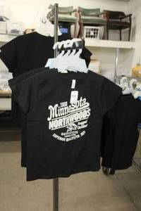 lot 227 image: Lot of (4) Alstyle T-Shirt Small 100% Cotton Black with Minnesota 1858 Northwoods Logo (new)