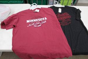 lot 251 image: Lot of (3) T-Shirt (new) - Comfort Colors Minnesota North Star State 1858 Large Red (x2), Next Level Minnesota Northwoods X-Large Black (x1)