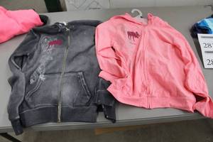 lot 282 image: Lot of (3) Rag Wear U.S.A., Dari Zip-Up Hooded Sweatshirt Womens Medium Grey (x2), Pink (x1) with Minnesota Logo (new)