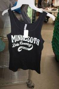 lot 279 image: Lot of (2) Next Level Tank Top Mens Large Black with Minnesota Lake Country Logo (new)