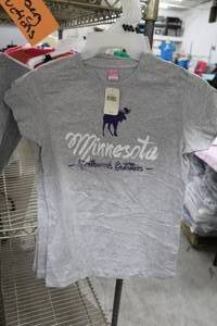 lot 273 image: Lot of (5) LAT T-Shirt Large 93% Cotton 7% Viscose Grey with Minnesota Northwoods Outfitters Logo (new)