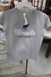lot 274 image: Lot of (2) LAT T-Shirt X-Large 100% Cotton Grey with Minnesota Northwoods Outfitters Logo (new)