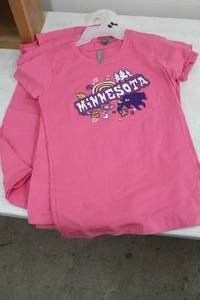 lot 276 image: Lot of (5) Next Level T-Shirt Womens X-Large 100% Cotton Pink with Minnesota Logo (new)