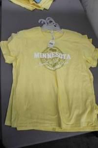 lot 260 image: Lot of (5) Alstyle T-Shirt Womens Medium 100% Cotton Yellow with Minnesota North Star State 1858 Logo (new)