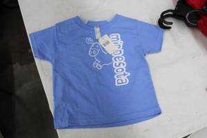lot 300 image: LAT Rabbit Skins T-Shirt Girls 4 100% Cotton Blue with Minnesota Logo (new)