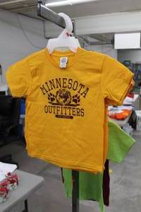 lot 310 image: Lot of (6) Delta Pro Weight T-Shirt Youth Small 100% Cotton Yellow with Minnesota Outfitters Logo (new)