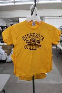 lot 311 image: Lot of (6) Delta Pro Weight T-Shirt Youth Medium 100% Cotton Yellow with Minnesota Outfitters Logo (new)