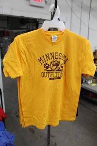 lot 324 image: Lot of (6) Delta Pro Weight T-Shirt Youth X-Large 100% Cotton Yellow with Minnesota Outfitters Logo (new)