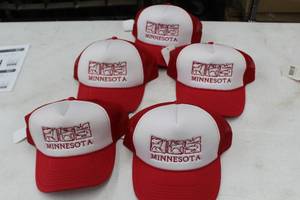 lot 335 image: Lot of (5) Baseball Cap RedWhite with Minnesota Logo (new)
