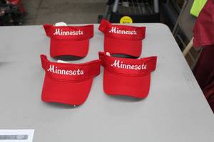 lot 381 image: Lot of (4) Sportsman Tennis Visor Cap Red with Minnesota Logo (new)