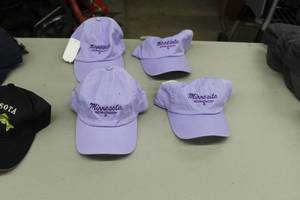 lot 389 image: Lot of (4) Dog Daze Baseball Cap Womens 100% Cotton Purple with Minnesota Logo (new)