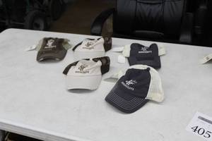 lot 405 image: Lot of (6) Baseball Cap BlueBeige (x3), BeigeBrown (x2), BrownTan (x1) with Minnesota Logo (new)