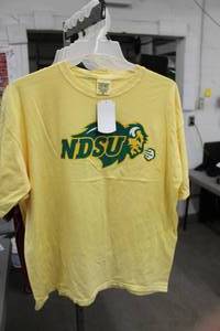 lot 428 image: Lot of (5) Comfort Colors T-Shirt Large (x2), X-Large (x3) 100% Cotton Yellow with NDSU Bison North Dakota State University Logo (new)