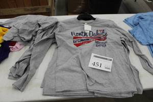 lot 451 image: Lot of (5) Long Sleeve T-Shirt Medium Grey with North Dakota Energizing America Logo (new)